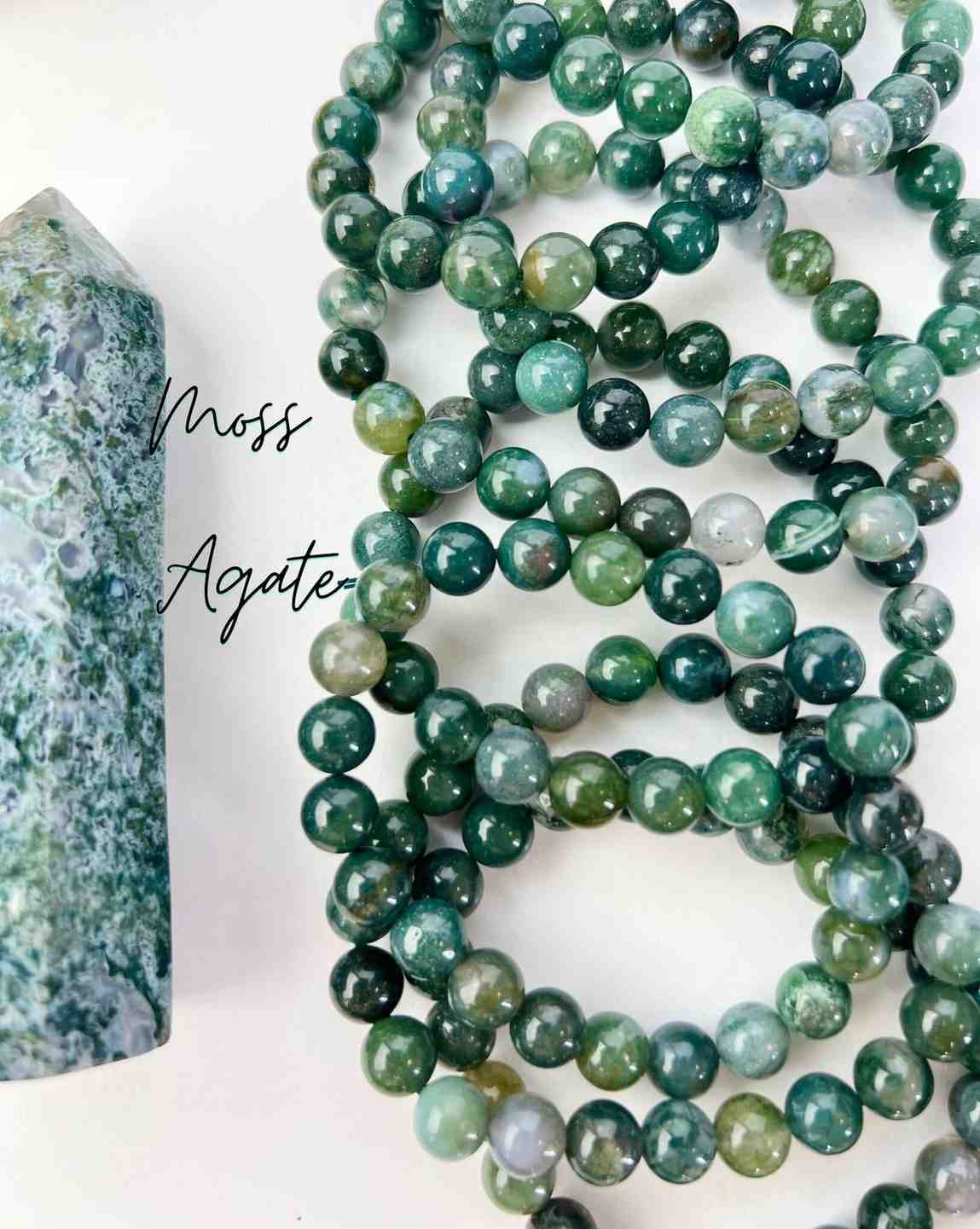 Moss Agate Raw Crystal Bracelet